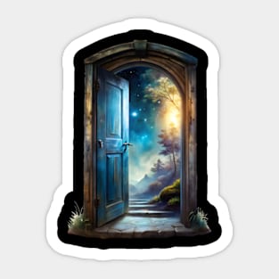 A slightly open door to a fairy-tale world Sticker